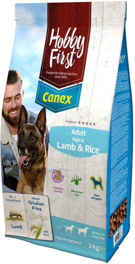 HobbyFirst Canex Hondenvoer Adult Lam & Rijst - 3 kg