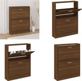 vidaXL Schoenenkast 59x17x81 cm bewerkt hout bruin eikenkleur