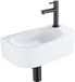 QeramiQ Fuente Fonteinset - 40x21.5x12cm - rechts - glad - halfrond - 1 kraangat - keramiek - fonteinkraan zwart mat - afvoerplug - verlaagd sifon - wit glans