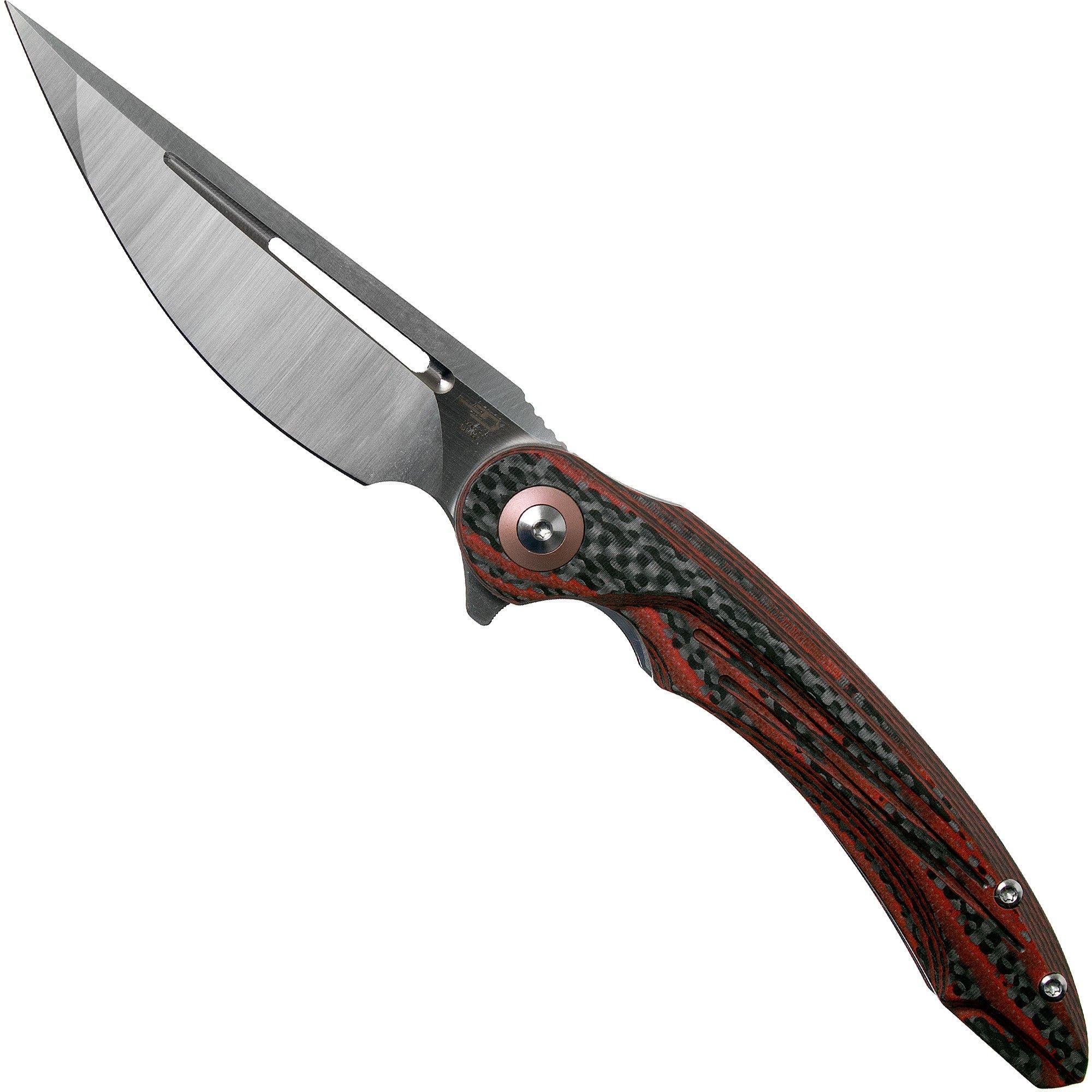 Bestech Irida BG25E Red Carbonfiber & G10 zakmes, Kombou design