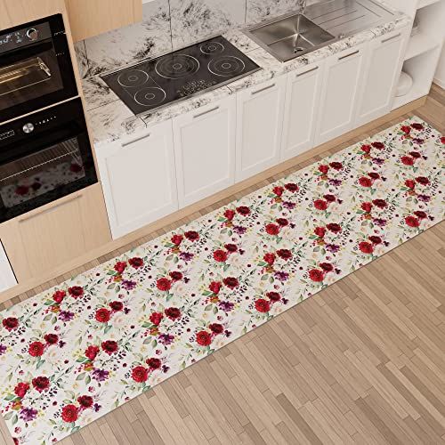 PETTI Artigiani Italiani - Keuken tapijt - Antislip en wasbaar - 52 x 100 cm - Bloemendesign 07 - Made in Italy