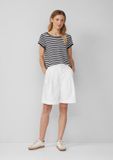 s.Oliver Jeans-Hose SURI Bootcut Fit Vrouwen Wit Katoen Gestreept Regular Waist Knopen