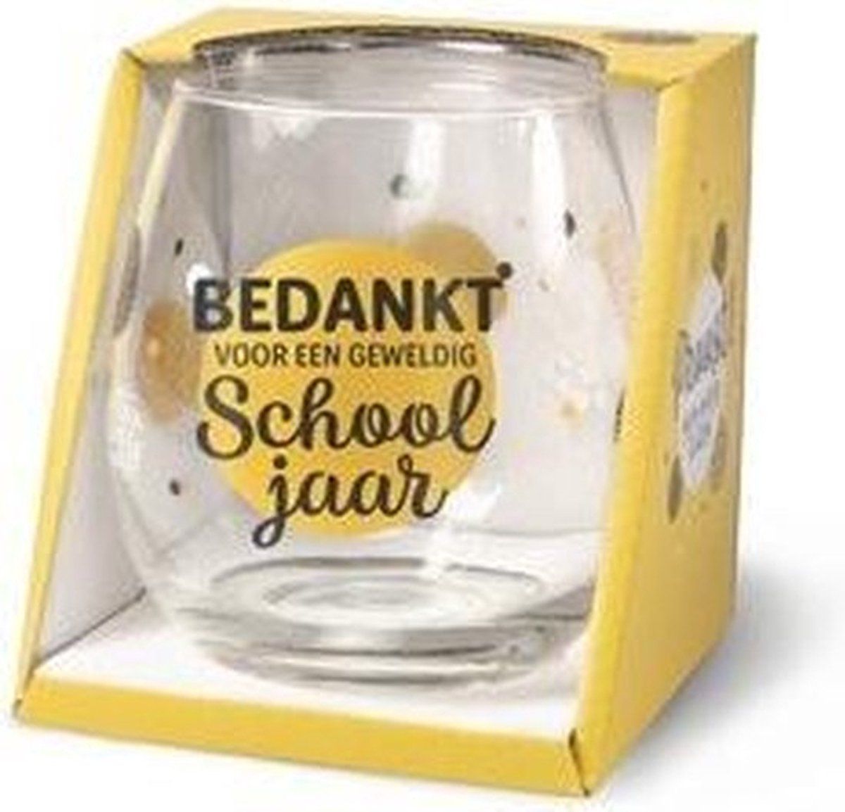 Snoepkado.com Einde schooljaar - Wijnglas - Waterglas - Bedankt voor een geweldig schooljaar - Voor juf en meester - Gevuld met toffeemix - Cadeauverpakking