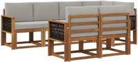 vidaXL - Hoek loungeset - Polyester - Naturel en lichtgrijs