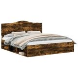 vidaXL Bedframe Rook Eiken 200 x 200 cm Massief grenenhout