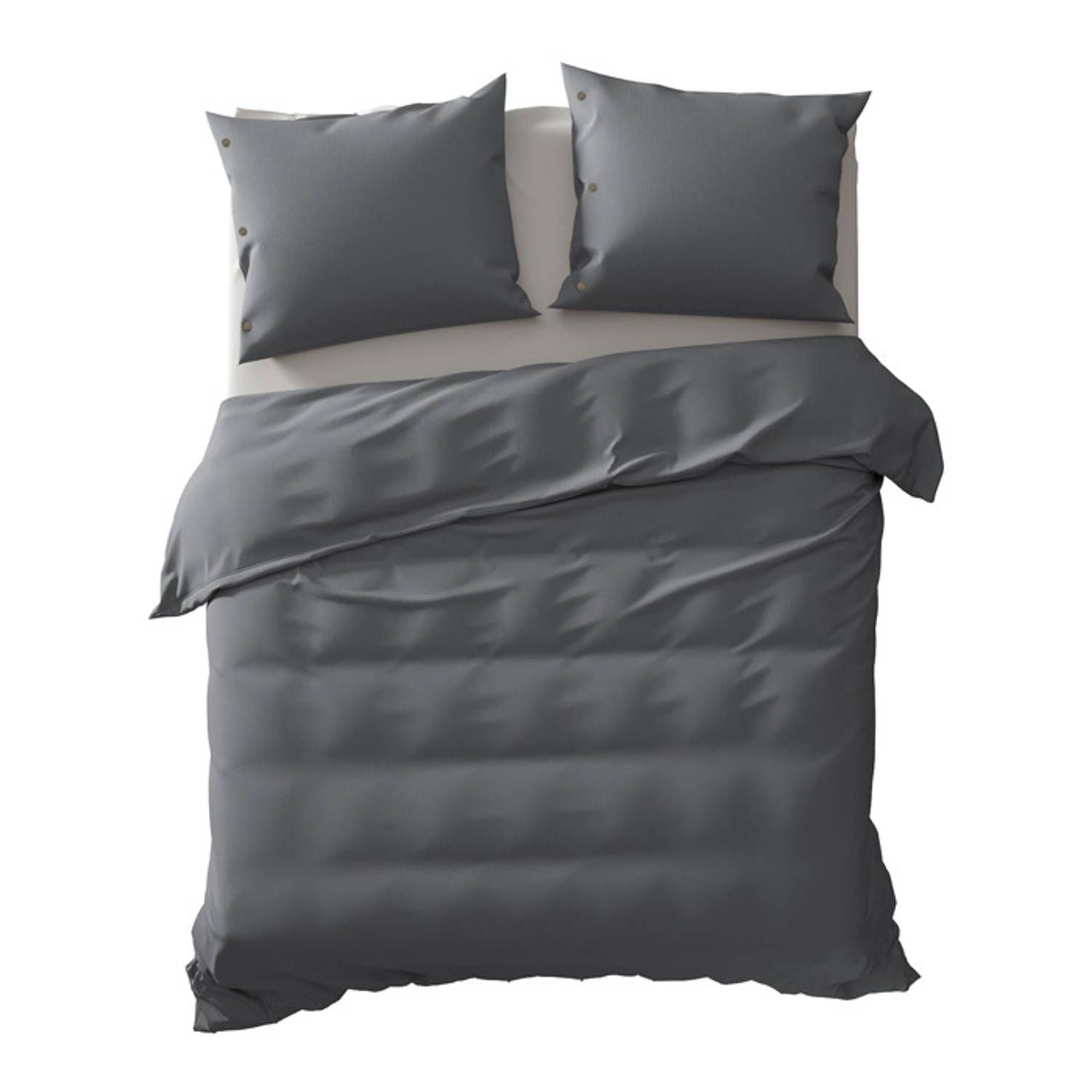 Yellow Percale Dekbedovertrek - Litsjumeaux - 240x200/220 cm - Steel Grey