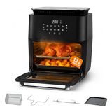 Multifunctionele oven en luchtfriteuse 10 l – gelijkmatig en gezond koken, digitaal display, inclusief 6 veelzijdige accessoires – ideaal voor braden, grillen, bakken