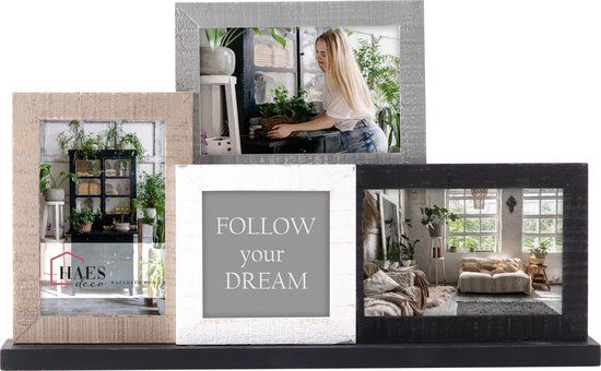 HAES DECO Honfleur Collage Fotolijst - 10x10 & 3x 10x15 Foto's - Hout - MP131
