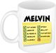 Bellatio Decorations Naam mok Melvin - wit - top gozer - keramiek - 300 ml - cadeau collega beker