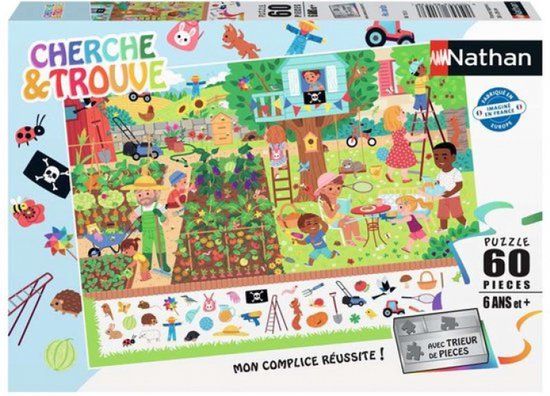 Nathan Puzzel Legpuzzel 60 Stukjes Tuin Kinderen Multicolor