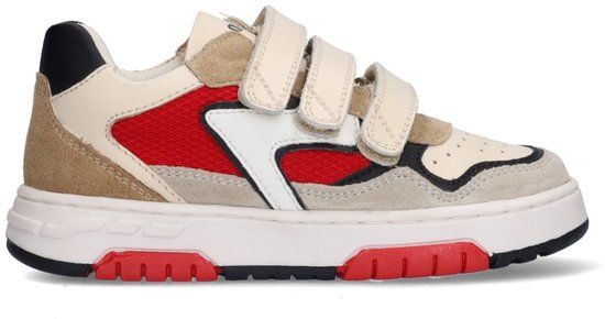 Braqeez 426175-403 Jongens Lage Sneakers - Beige - Leer - Klittenband