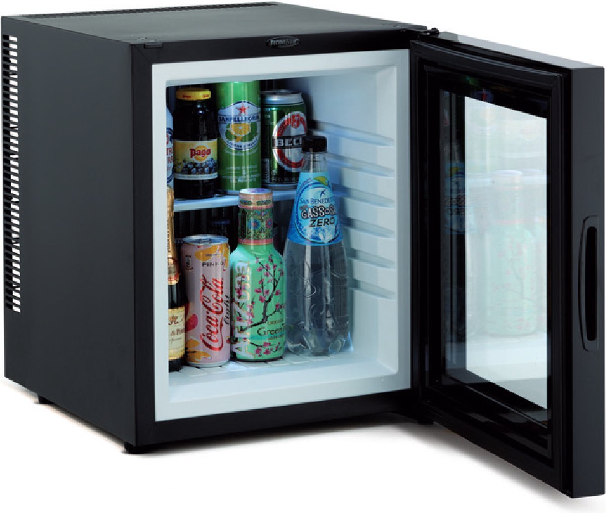 Technomax TP30NG minibar koelkast - 30 liter - compleet geruisloos - met glazen deur zwart