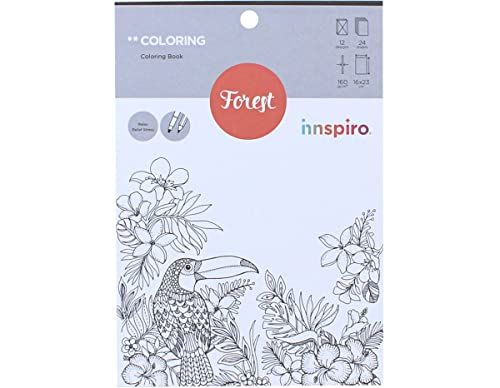 INNSPIRO Coloring Forest kleurboek, 12 designs, 24 vellen, 16 x 23 cm.