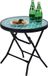 Table d'appoint ronde sans marque - Pliable - Verre et Métal - Bleu