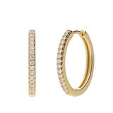 Lucardi Dames Zilveren goldplated oorbellen met zirkonia 20mm