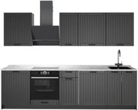 Vicco Complete keukeneenheid Fame-Line, Donkergrijs/Wit, 280 cm zonder werkblad