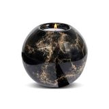 Terroso Mini Urn met kaarshouder - Glas - Handgemaakt - zwart/goud - 500 ml