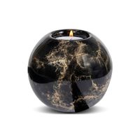 Terroso Mini Urn met kaarshouder - Glas - Handgemaakt - zwart/goud - 500 ml
