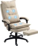 Vinsetto Massage Bureaustoel Linnen Beige 70x62x130cm