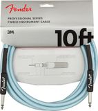 Fender Professional Series Instrumentkabel Tweed Recht 3 meter | Gitaarkabel, gevlochten tweedmantel, ruisarm, vernikkelde 1/4" jackpluggen, 99% OFC-geleider, Daphne Blue, elektrische gitaar