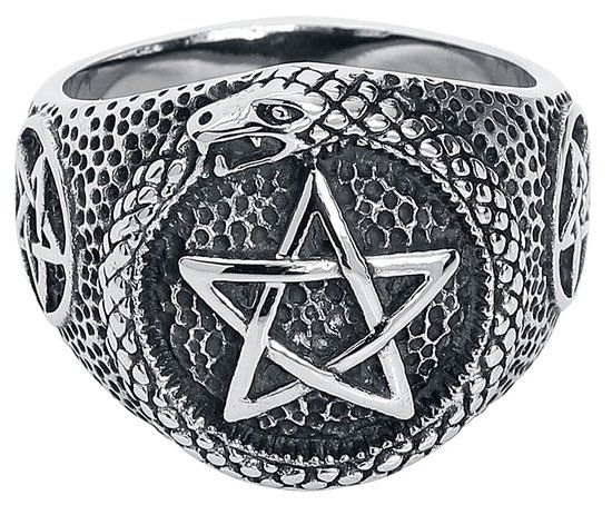 etNox hard and heavy etNox Schlangen Pentagramm Unisex Ring - zilverkleurig
