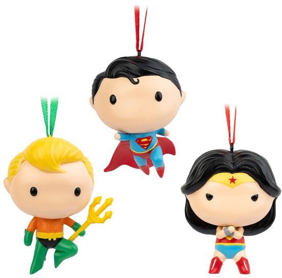 Grupo Erik DC Comics - Set van 3 Kerstballen (Superman, Wonder Woman, Aquaman) - Multicolours