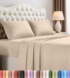 Utopia Bedding 4-delige microvezel laken set (beige, queen)