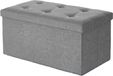 Rootz Pouf avec rangement - Panier d'assise - Capacité de 80 litres - 76 cm x 38 cm x 38 cm - Similicuir gris clair