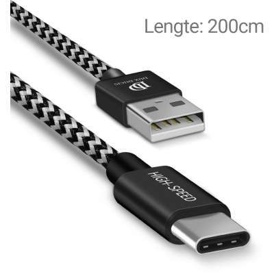 Dux Ducis USB-C Kabel - 200cm - Zwart 2 meter