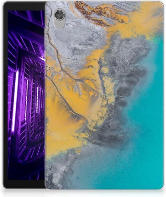 B2Ctelecom Tablet Hoes Lenovo Tab M10 HD (2de generatie) - Marble Blue Gold - 10 inch