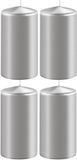 Enlightening Candles Bougie cylindrique - 4x - argent - D6 x H10 cm - 36 heures de combustion