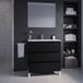 Saniclass Chaci PLUS Badkamermeubelset - 80x86x46cm - keramische wastafel wit - 1 ovale wasbak - 1 kraangat - 3 lades - rechthoekige spiegel - mat zwart