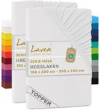 Lavea® Set van 2 Hoeslakens voor Topper 180x200 cm – 100% Katoen Jersey – Wit
