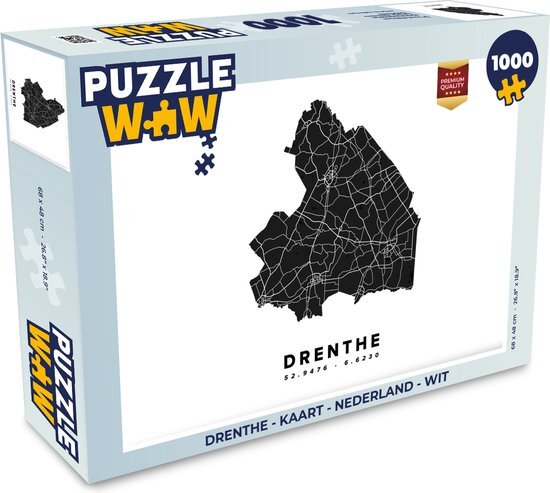 MuchoWow Puzzel Drenthe - Kaart - Nederland - Wit - Legpuzzel - Puzzel 1000 stukjes volwassenen