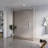 FortiFura Galeria Vrijstaande Inloopdouche - 160x200cm - Rookglas - Antikalk - 8mm Veiligheidsglas - 2 Zijwanden - Mat Wit