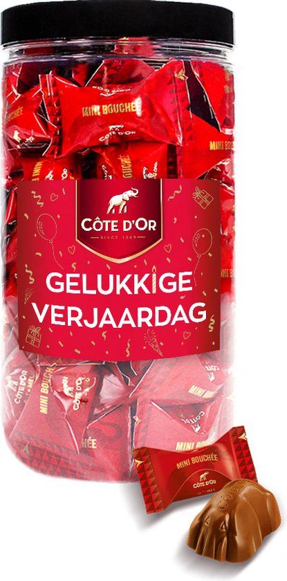 Cote d'Or Mini Bouchée "Gelukkige Verjaardag!" - Chocolade Verjaardagscadeau - 500g