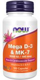 NOW Foods Mega D-3 & MK-7 - 120 gélules