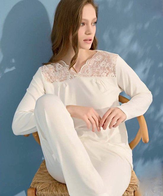 Pyjama Set Inaya - Creme - L - 100% Katoen