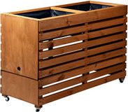 dobar Grote verhoogde plantenbak op wielen van hout, XL broeibed bouwpakket voor groente kruiden, 100 x 50 x 71 cm, bruin