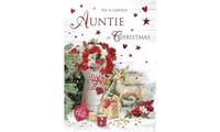 Traditionele Piccadilly Greetings Traditionele Kerstkaart, Tante, Bloemkan - 9 x 6 inch