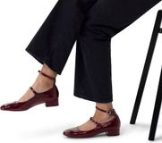 Manfield - Dames - Bordeaux rode lak leren Mary Jane pumps - Maat 41