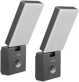 Maclean MCE516 GR - 2 stuks LED Buitenlamp met PIR Bewegingsmelder - 10W - 800lm - 4000K - IP65 - Grijs