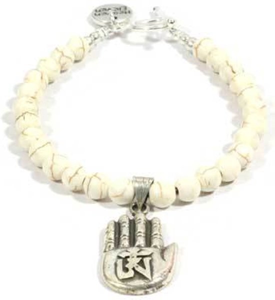 Heaven Eleven - dames armband - howliet met sterling zilver buddha handje