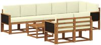 vidaXL - Hoek loungeset - 8 zitplekken - Polyester - Natuurlijk en crème