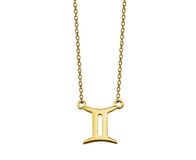 Jwls4u Goldplated Zodiac Tweelingen Ketting ZN006G