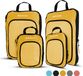 Volcan Compression Packing Cubes - Koffer Organizer Set - Met Compressierits - Backpack & Koffer - Set van 4 - Oker