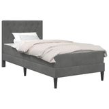 vidaXL Bedframe met matras Donkergrijs 90 x 200 cm Fluweel