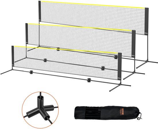 VEVOR Badmintonnet, In Hoogte Verstelbaar Volleybalnet, 420 x 155 x 103cm Opvouwbaar Pickleballnet, Draagbare Tennisnetset met Palen, Standaard en Draagtas, Tuin, Binnen en Buiten