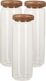 Excellent Houseware Set van 3 luxe glazen voorraadpotten 1300 ml
