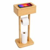 Merkloos Relaxdays Toiletpapierhouder - Naturel - Hout - 25x64,5x20 cm